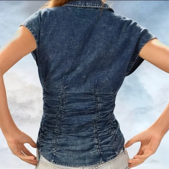 Anthropologie Blue Denim Top - Picture 3 of 7